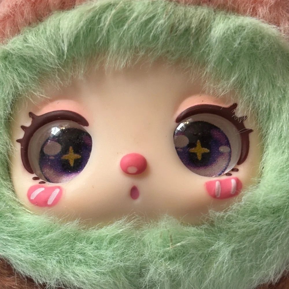 liila Lucky Cat Brown and Green Plush Keychain / Bag Charm